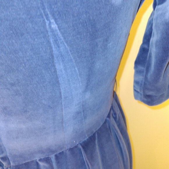 Vtg 50s Leo Daniel Velvet Circle Dress Blue modern 8 - Picture 6 of 9